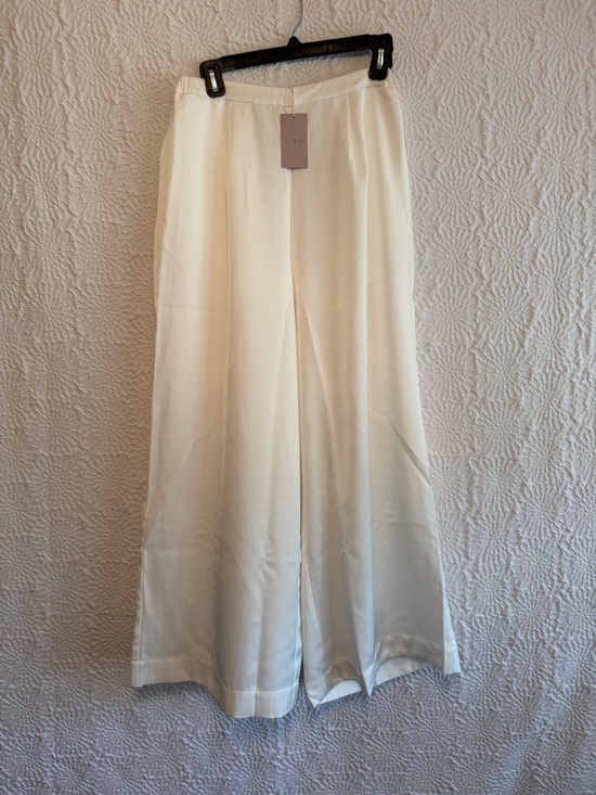 Nap Pants - NAP Cream Wide-Leg Satin Pants